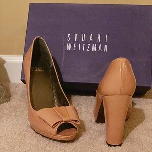 Stuart Weitzman Patent Leather Peep Toe Heels